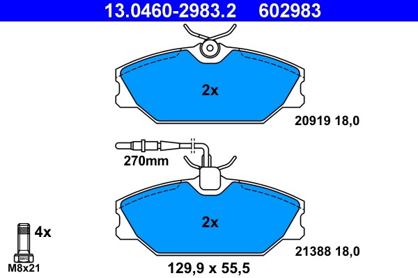 Brake Pad Set, disc brake ATE 13.0460-2983.2