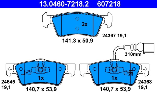 Brake Pad Set, disc brake ATE 13.0460-7218.2