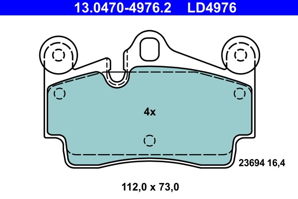Brake Pad Set, disc brake ATE 13.0470-4976.2
