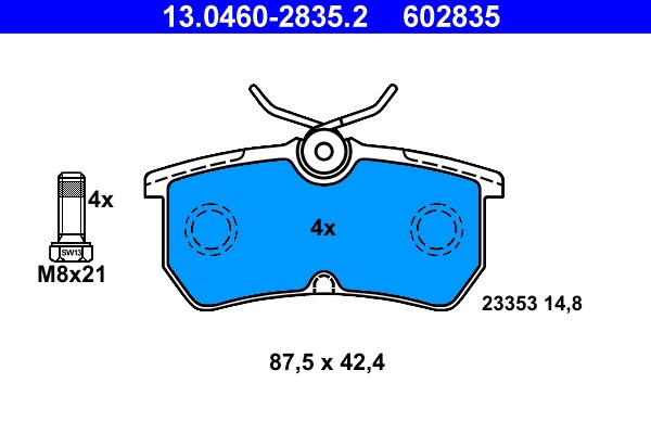 Brake Pad Set, disc brake ATE 13.0460-2835.2