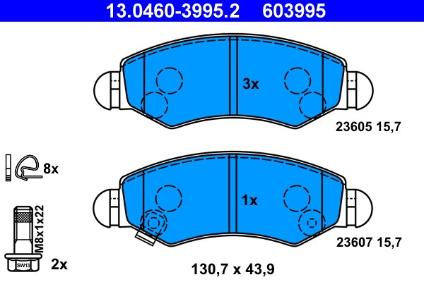Brake Pad Set, disc brake ATE 13.0460-3995.2
