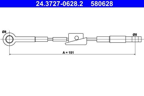 Cable Pull, parking brake ATE 24.3727-0628.2