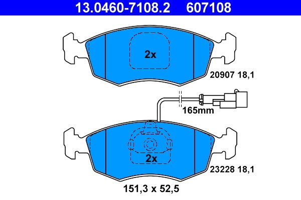 Brake Pad Set, disc brake ATE 13.0460-7108.2