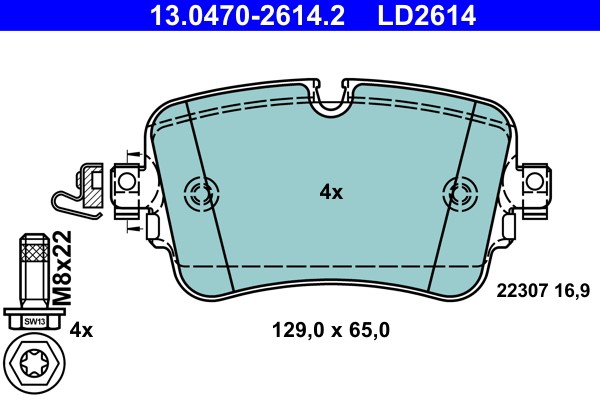 Brake Pad Set, disc brake ATE 13.0470-2614.2
