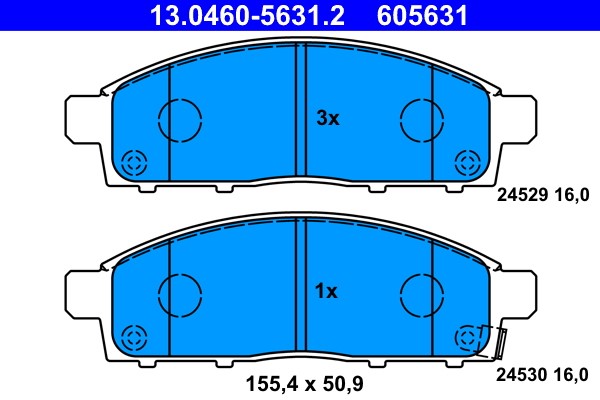 Brake Pad Set, disc brake ATE 13.0460-5631.2