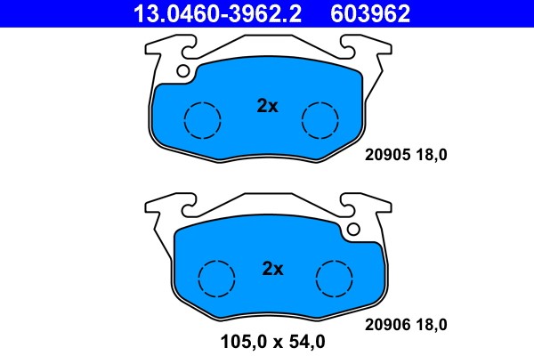 Brake Pad Set, disc brake ATE 13.0460-3962.2