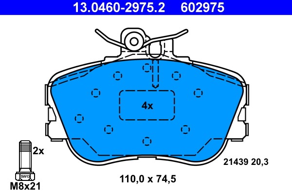 Brake Pad Set, disc brake ATE 13.0460-2975.2