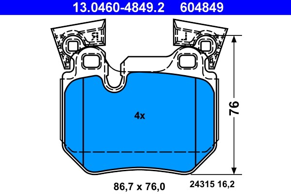 Brake Pad Set, disc brake ATE 13.0460-4849.2