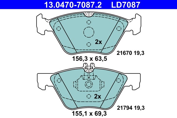 Brake Pad Set, disc brake ATE 13.0470-7087.2