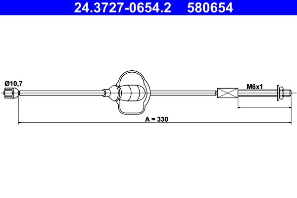 Cable Pull, parking brake ATE 24.3727-0654.2