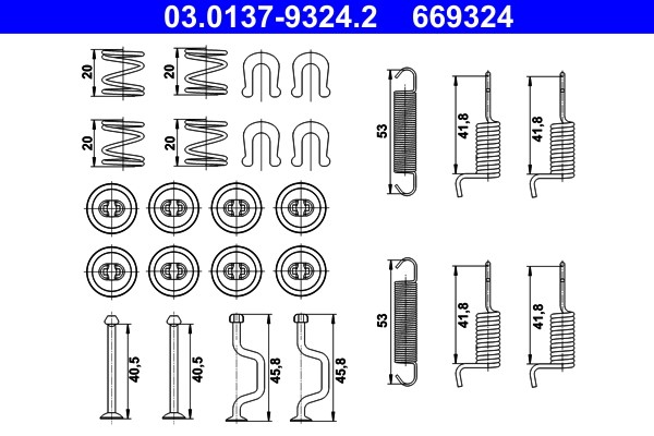 Accessory Kit, parking brake shoes ATE 03.0137-9324.2