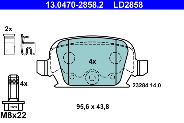 Brake Pad Set, disc brake ATE 13.0470-2858.2