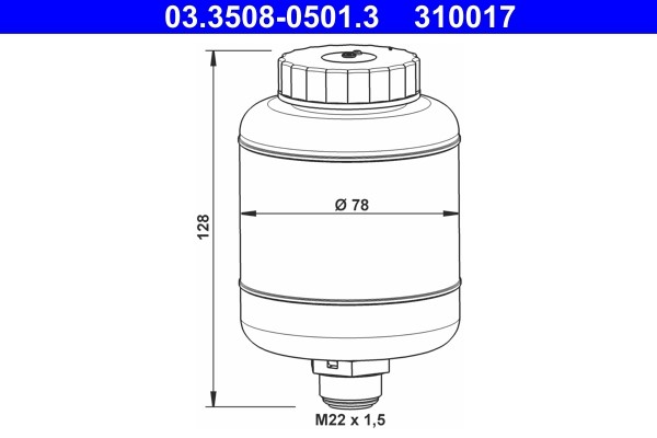 Expansion Tank, brake fluid ATE 03.3508-0501.3