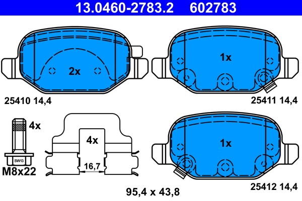 Brake Pad Set, disc brake ATE 13.0460-2783.2