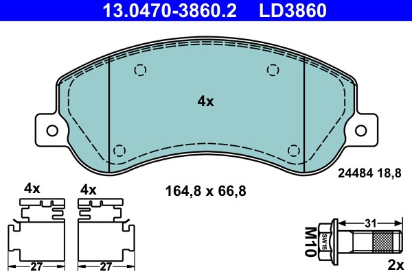 Brake Pad Set, disc brake ATE 13.0470-3860.2