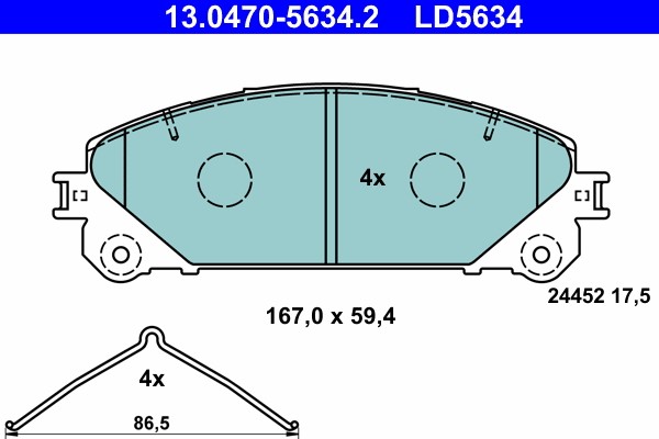 Brake Pad Set, disc brake ATE 13.0470-5634.2