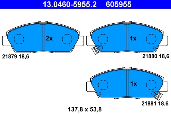 Brake Pad Set, disc brake ATE 13.0460-5955.2
