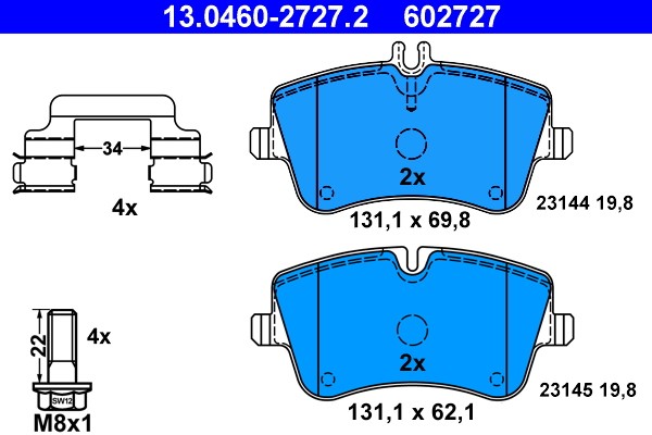Brake Pad Set, disc brake ATE 13.0460-2727.2