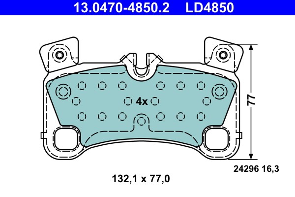 Brake Pad Set, disc brake ATE 13.0470-4850.2