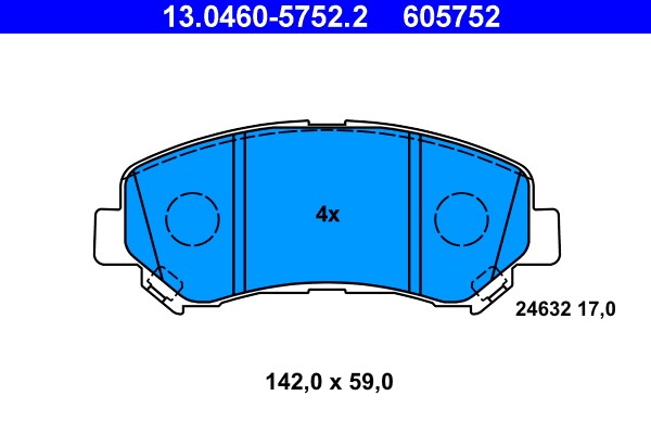 Brake Pad Set, disc brake ATE 13.0460-5752.2