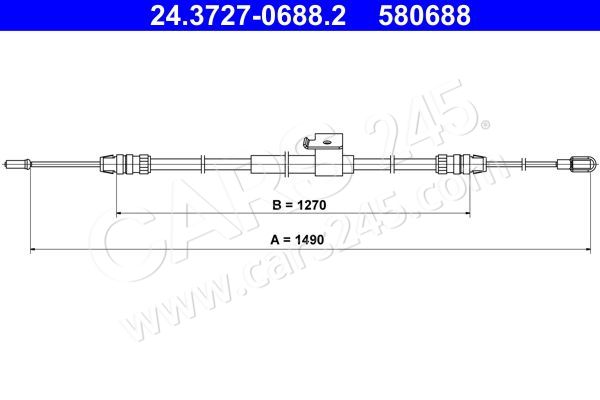 Cable Pull, parking brake ATE 24.3727-0688.2