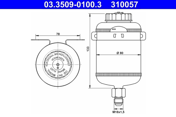 Expansion Tank, brake fluid ATE 03.3509-0100.3