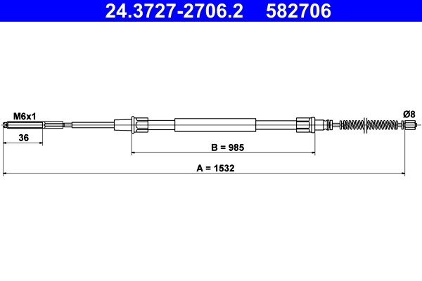 Cable Pull, parking brake ATE 24.3727-2706.2