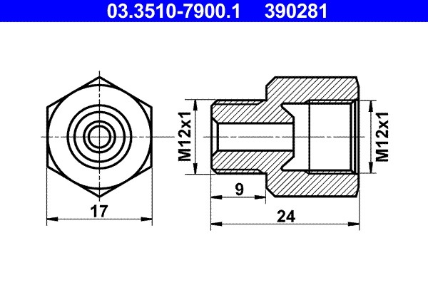 Adapter, brake line ATE 03.3510-7900.1