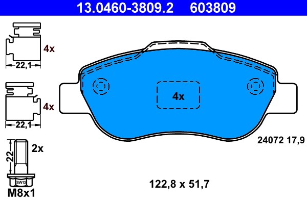 Brake Pad Set, disc brake ATE 13.0460-3809.2