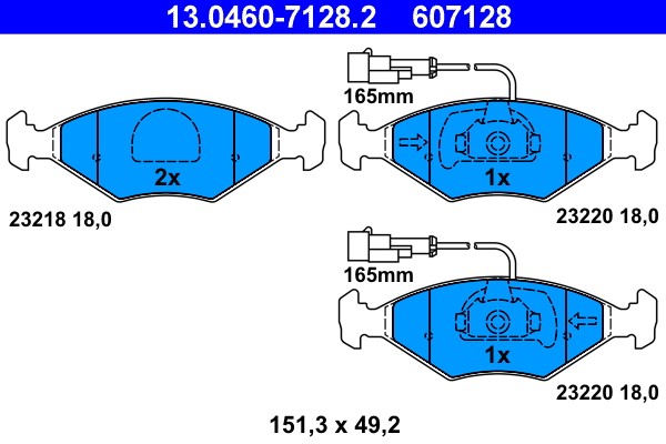 Brake Pad Set, disc brake ATE 13.0460-7128.2