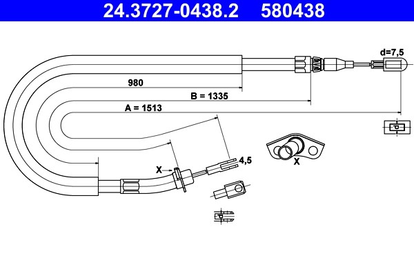 Cable Pull, parking brake ATE 24.3727-0438.2