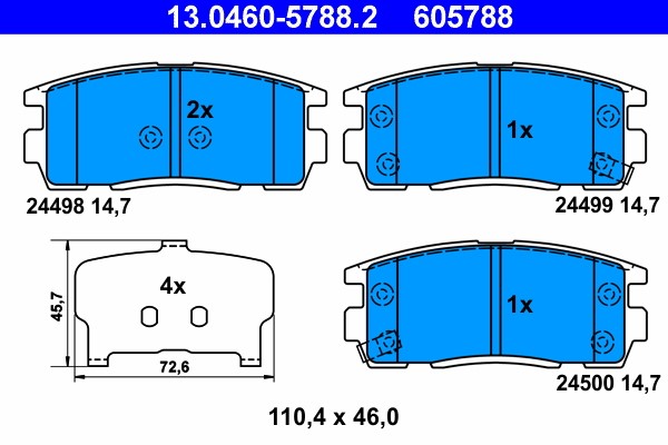 Brake Pad Set, disc brake ATE 13.0460-5788.2