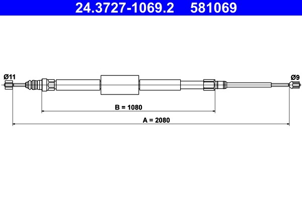 Cable Pull, parking brake ATE 24.3727-1069.2