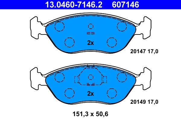 Brake Pad Set, disc brake ATE 13.0460-7146.2