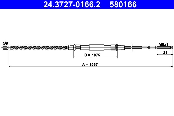 Cable Pull, parking brake ATE 24.3727-0166.2