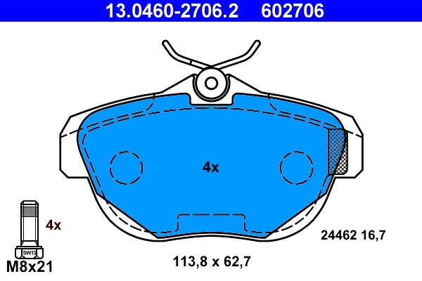 Brake Pad Set, disc brake ATE 13.0460-2706.2