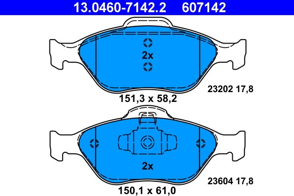 Brake Pad Set, disc brake ATE 13.0460-7142.2