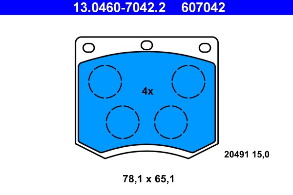 Brake Pad Set, disc brake ATE 13.0460-7042.2