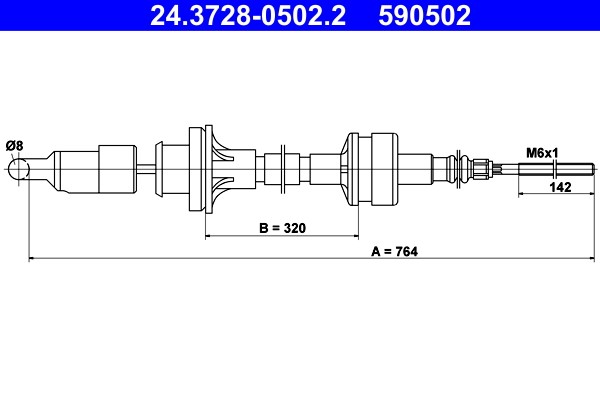 Cable Pull, clutch control ATE 24.3728-0502.2