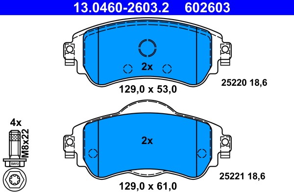 Brake Pad Set, disc brake ATE 13.0460-2603.2