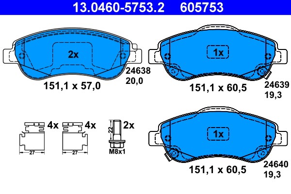 Brake Pad Set, disc brake ATE 13.0460-5753.2