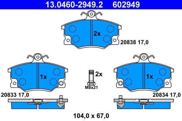 Brake Pad Set, disc brake ATE 13.0460-2949.2