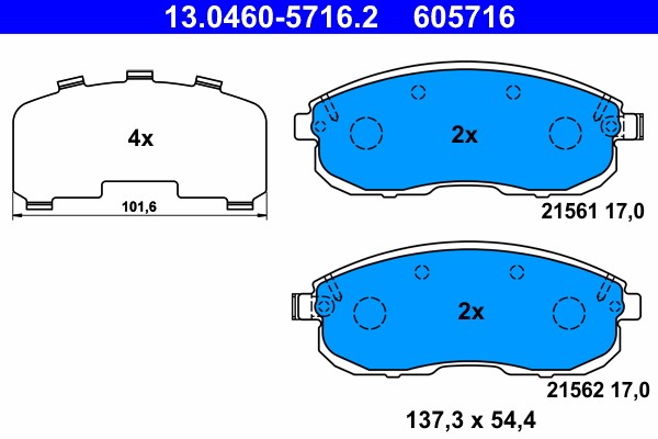 Brake Pad Set, disc brake ATE 13.0460-5716.2
