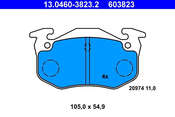 Brake Pad Set, disc brake ATE 13.0460-3823.2