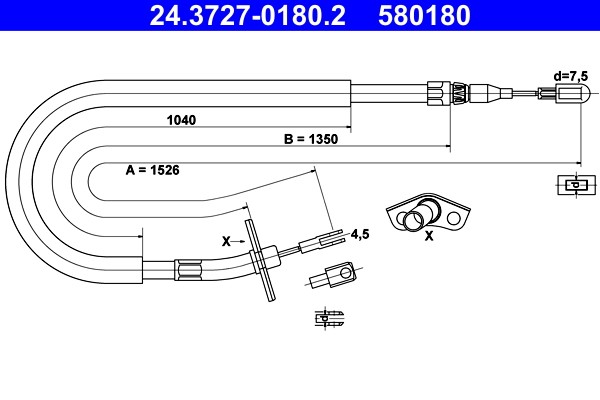 Cable Pull, parking brake ATE 24.3727-0180.2