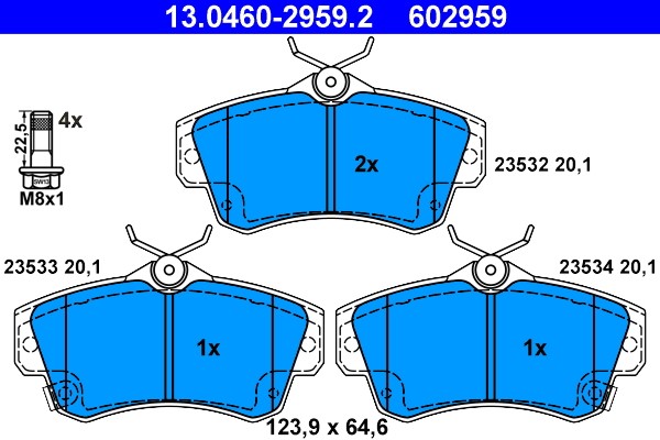 Brake Pad Set, disc brake ATE 13.0460-2959.2
