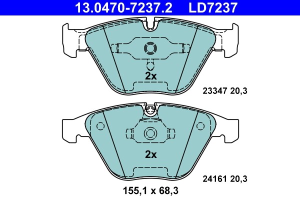 Brake Pad Set, disc brake ATE 13.0470-7237.2