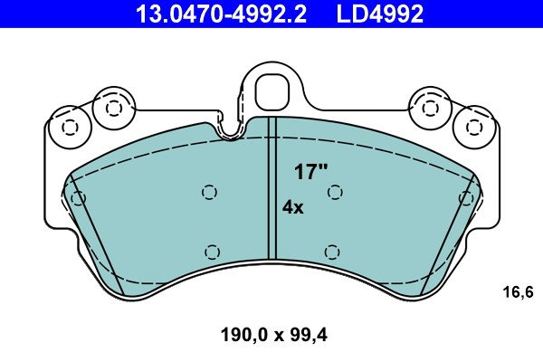Brake Pad Set, disc brake ATE 13.0470-4992.2