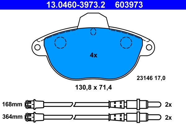 Brake Pad Set, disc brake ATE 13.0460-3973.2