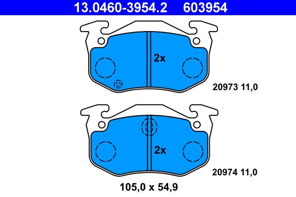 Brake Pad Set, disc brake ATE 13.0460-3954.2